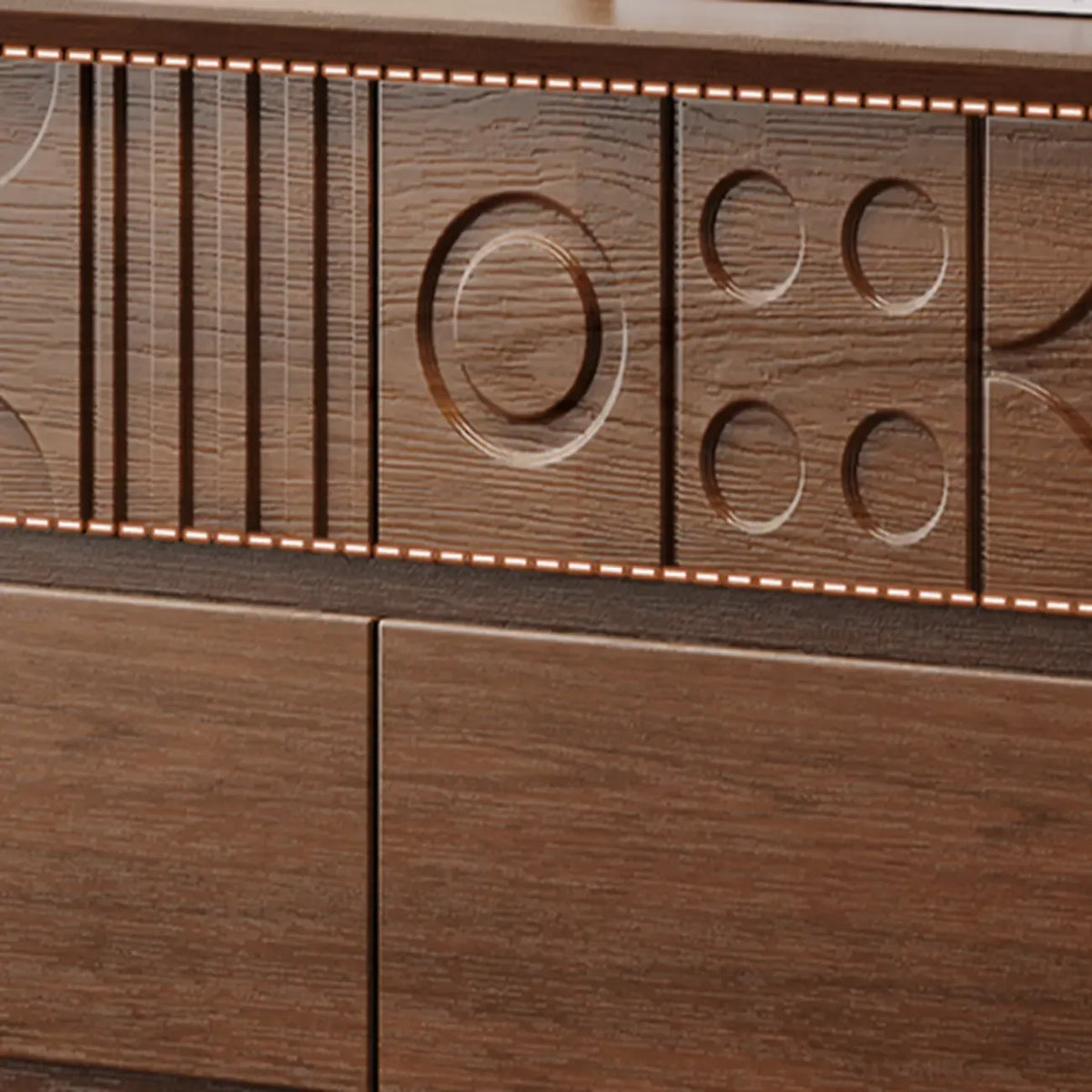 Ξύλινη συρταριέρα εμπνευσμένη από το Art Deco με γεωμετρικά σκαλίσματα