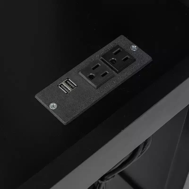 Ξύλινη κουκέτα gaming πλήρους μεγέθους με ενσωματωμένο γραφείο, ράφια αποθήκευσης, φώτα LED 7 χρωμάτων & σταθμό φόρτισης, Μαύρο - ModernLuxe