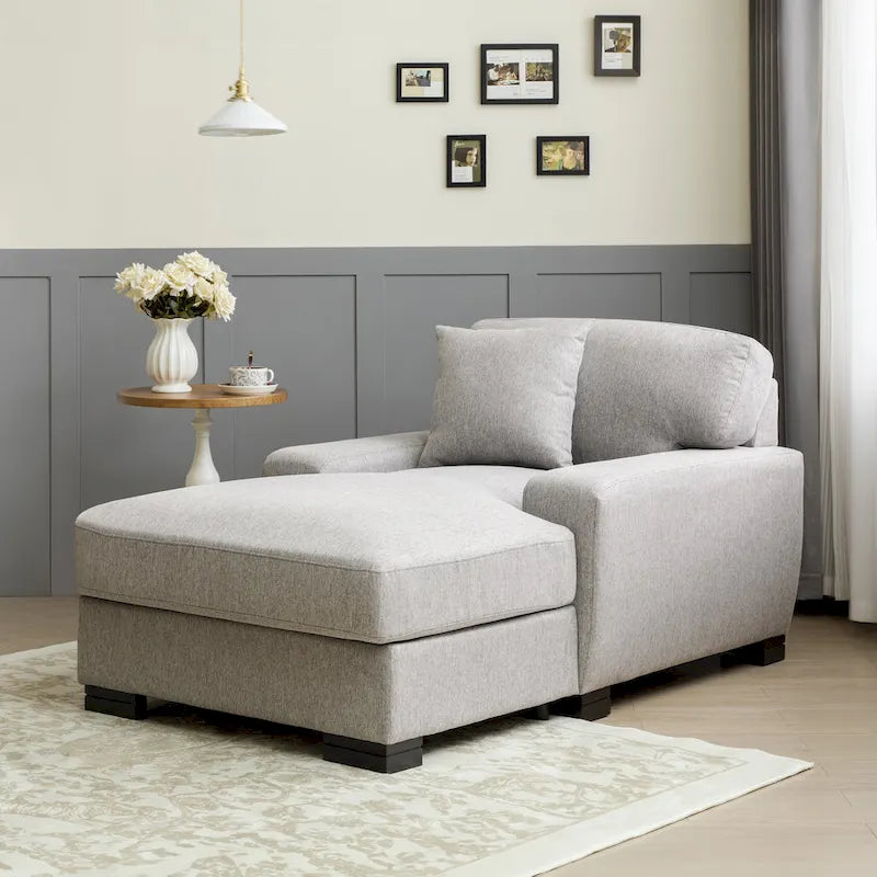 Modern Mid-Century Oversized Chaise Sleeper Sofa with Pillow