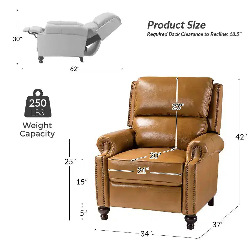 Σετ 2 Πολυθρόνων Elisabete Modern Wingback από Γνήσιο Δέρμα με Ανακλινόμενο Μηχανισμό και Διακοσμητικά Τρουκς για το Σαλόνι και την Κρεβατοκάμαρα| ART OF LIVING DESIGNS