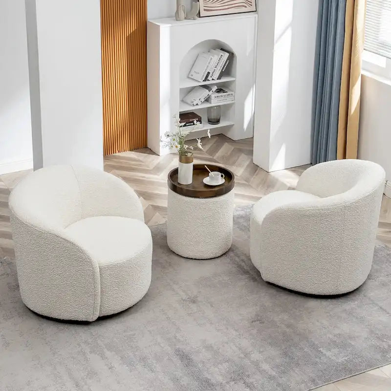 KINWELL Πολυθρόνα Barrel με περιστρεφόμενη βάση, 34" (Σετ των 2)