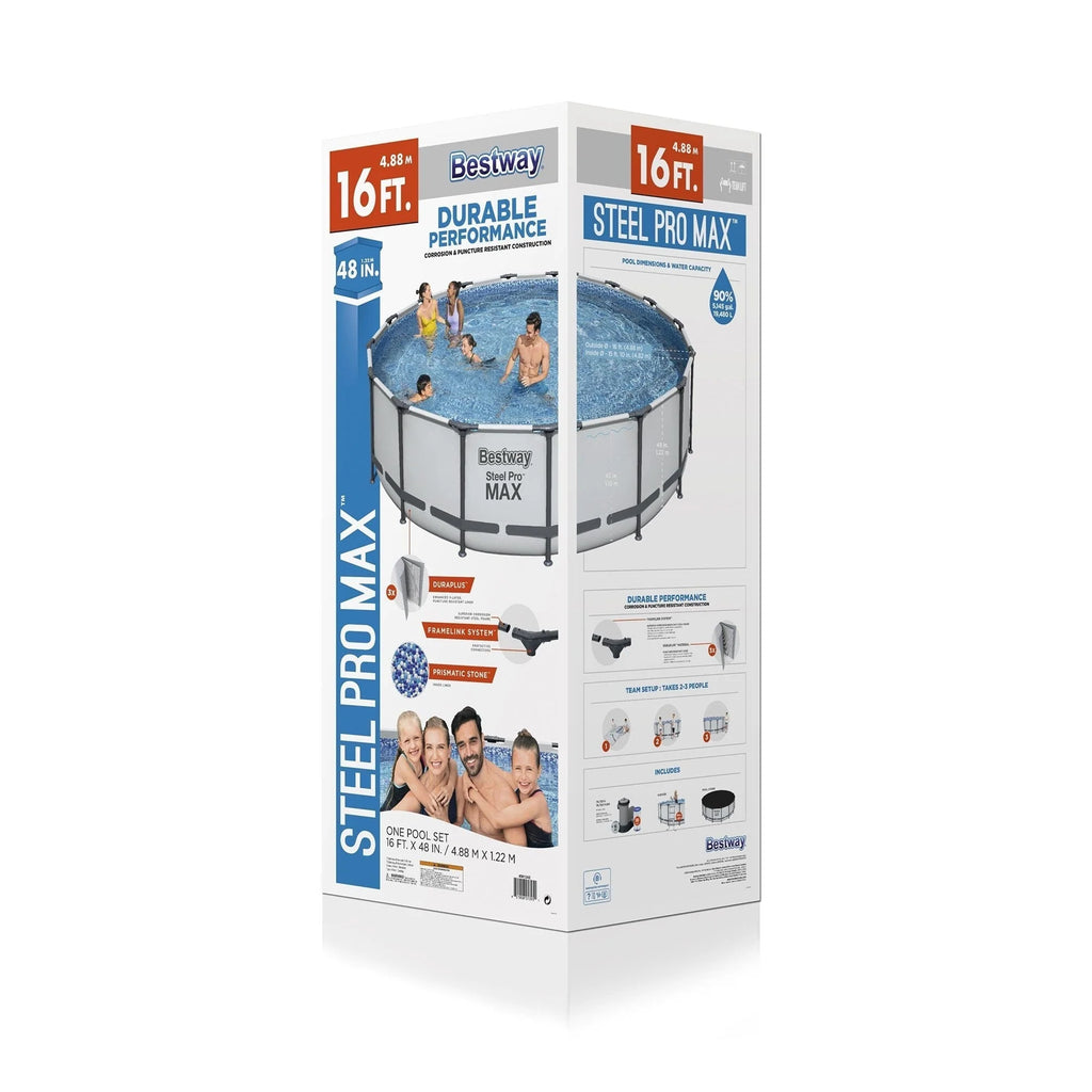 Στρογγυλή υπέργεια πισίνα Bestway Steel Pro MAX με αντλία και κάλυμμα