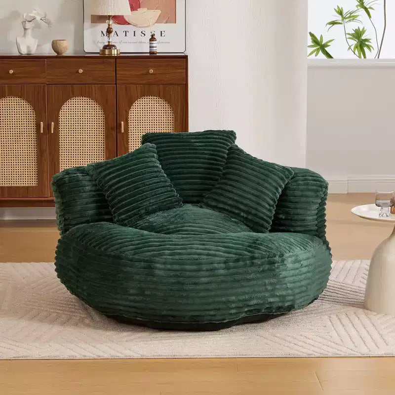 Καναπές Bean Bag για ενήλικες και παιδιά, υπερμεγέθης πολυθρόνα πουφ από κοτλέ ύφασμα με 3 μαξιλάρια και μπράτσα για το σαλόνι και την κρεβατοκάμαρα