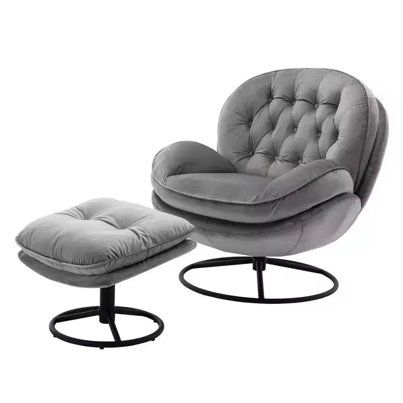 Πολυθρόνα Velvet Accent Okak με υποπόδιο, μοντέρνα πολυθρόνα σαλονιού χωρίς μπράτσα σε στυλ Mid-Century, μαλακή και άνετη πολυθρόνα για παρακολούθηση τηλεόρασης, gaming