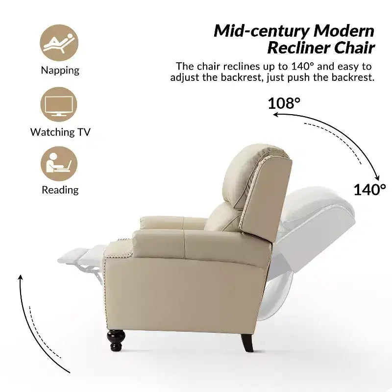 Σετ 2 Πολυθρόνων Elisabete Modern Wingback από Γνήσιο Δέρμα με Ανακλινόμενο Μηχανισμό και Διακοσμητικά Τρουκς για το Σαλόνι και την Κρεβατοκάμαρα| ART OF LIVING DESIGNS