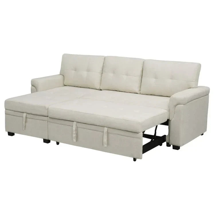 Convertible Reversible Sectional Sofa with Pull-Out Sleeper Bed, Hidden Storage Chaise, and Durable Legs