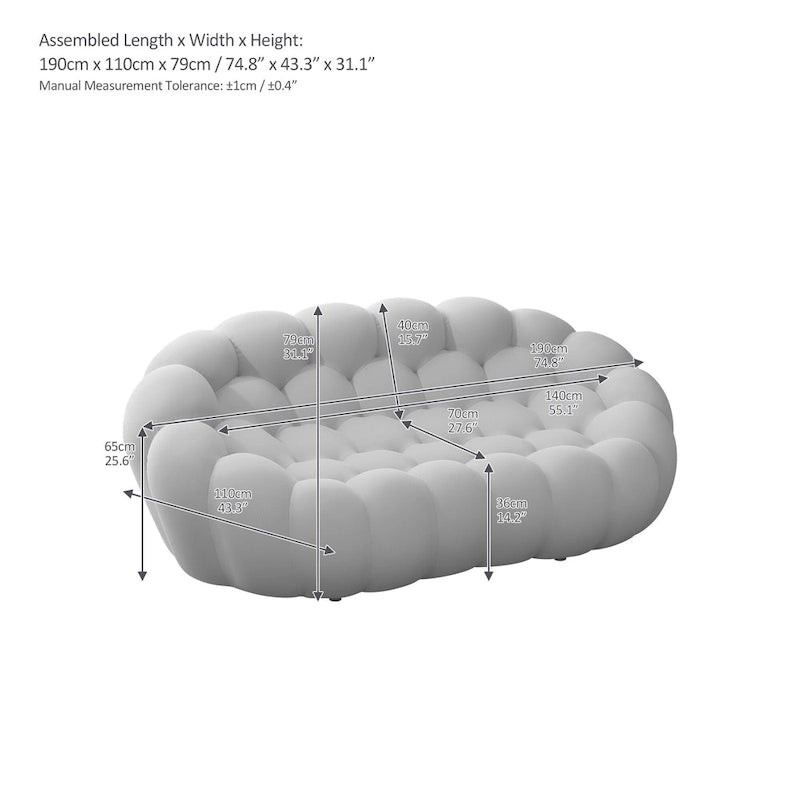 2-Seat Bubble Curved Lazy Sofa Honeycomb Shaped with 3D Textile Fabric for Living Room Salon Apartment