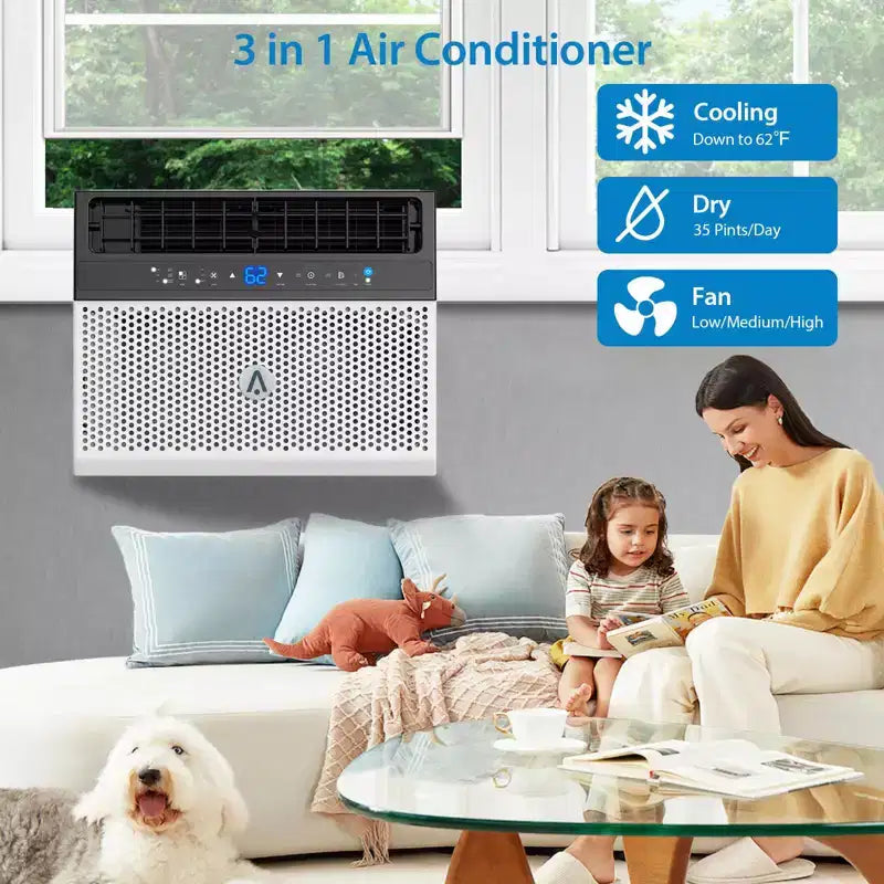 Έξυπνο κλιματιστικό παραθύρου Acekool 6.000 BTU, Wi-Fi AC δωματίου με τηλεχειριστήριο, αθόρυβη ψύξη για χώρους έως 23 τ.μ.