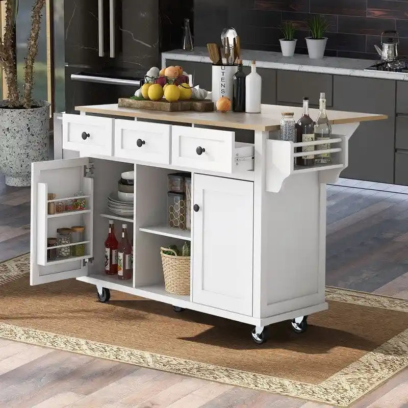 Portable Rolling Kitchen Island Cart with Storage