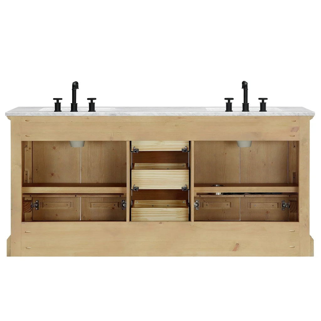 Hervas Bath Vanity with Natural Marble Top without Mirror