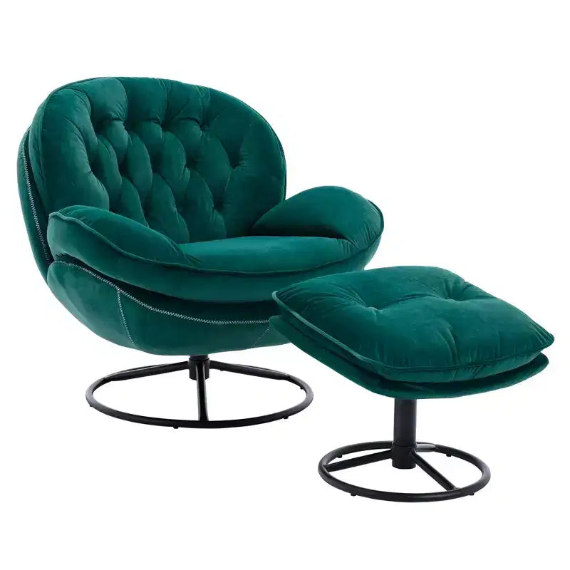 Πολυθρόνα Velvet Accent Okak με υποπόδιο, μοντέρνα πολυθρόνα σαλονιού χωρίς μπράτσα σε στυλ Mid-Century, μαλακή και άνετη πολυθρόνα για παρακολούθηση τηλεόρασης, gaming