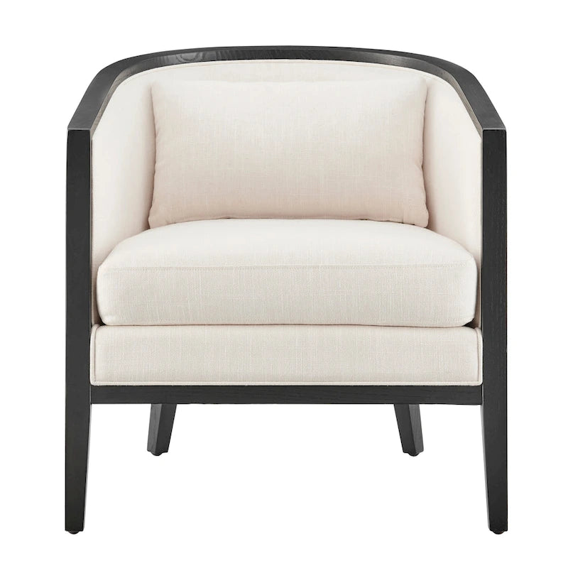 Tillman Linen Accent Arm Chair with Rattan