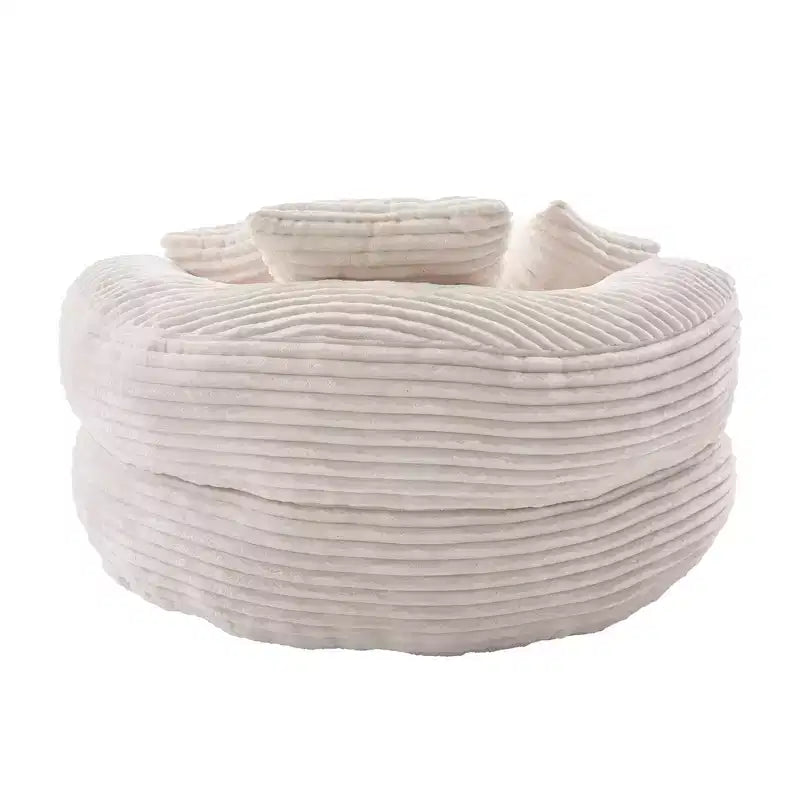 Καναπές Bean Bag για ενήλικες και παιδιά, υπερμεγέθης πολυθρόνα πουφ από κοτλέ ύφασμα με 3 μαξιλάρια και μπράτσα για το σαλόνι και την κρεβατοκάμαρα