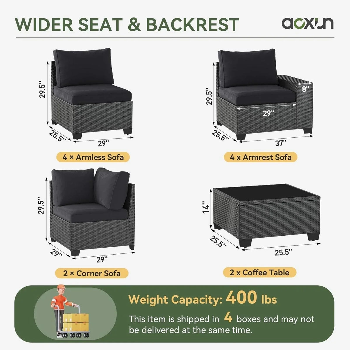 Outdoor Patio Furniture Sets with 4in Thicken Cushion