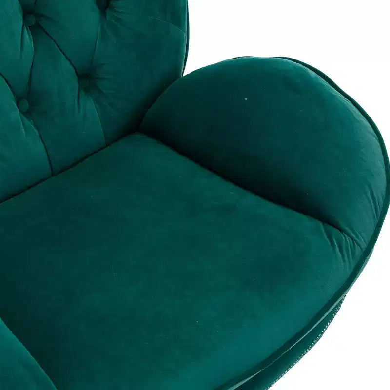 Πολυθρόνα Velvet Accent Okak με υποπόδιο, μοντέρνα πολυθρόνα σαλονιού χωρίς μπράτσα σε στυλ Mid-Century, μαλακή και άνετη πολυθρόνα για παρακολούθηση τηλεόρασης, gaming