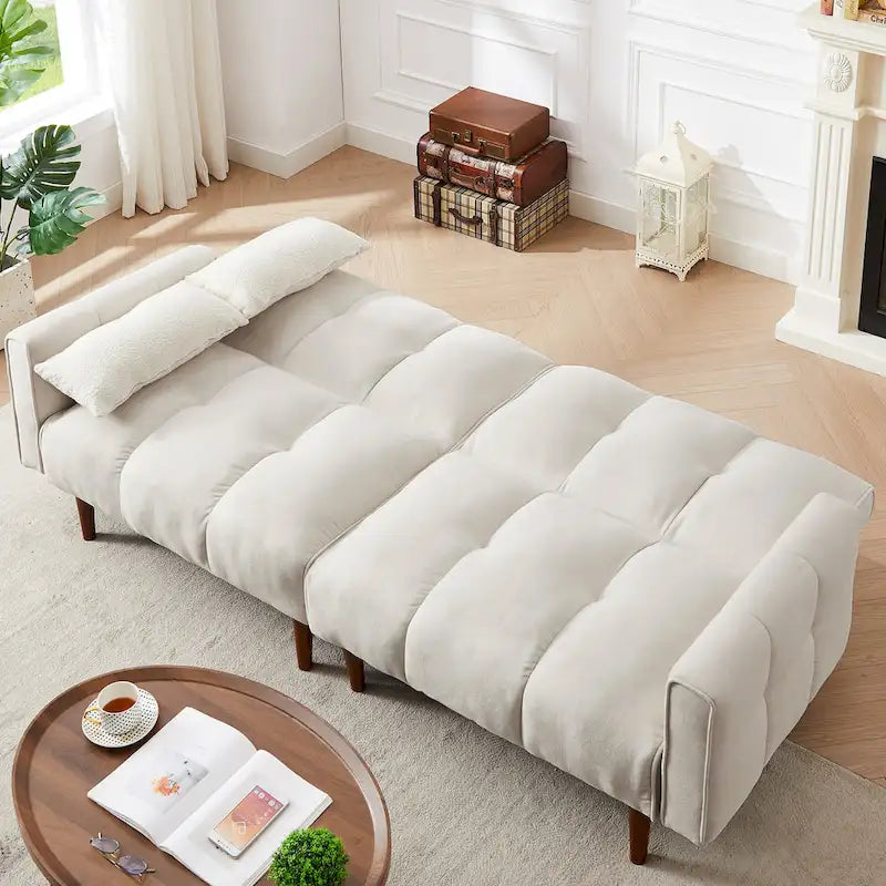 Μετατρεπόμενος καναπές-κρεβάτι futon με ρυθμιζόμενες θέσεις και ξύλινα πόδια