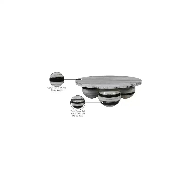 Round Marble Coffee Table with Sphere Legs, Multicolor, Seats 4â€?