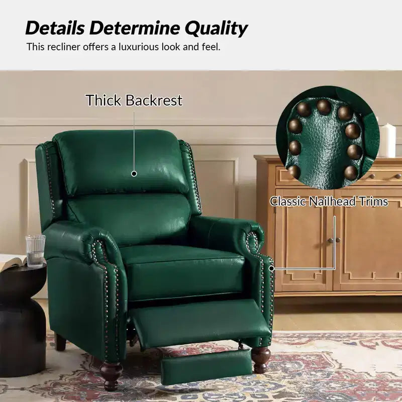 Σετ 2 Πολυθρόνων Elisabete Modern Wingback από Γνήσιο Δέρμα με Ανακλινόμενο Μηχανισμό και Διακοσμητικά Τρουκς για το Σαλόνι και την Κρεβατοκάμαρα| ART OF LIVING DESIGNS