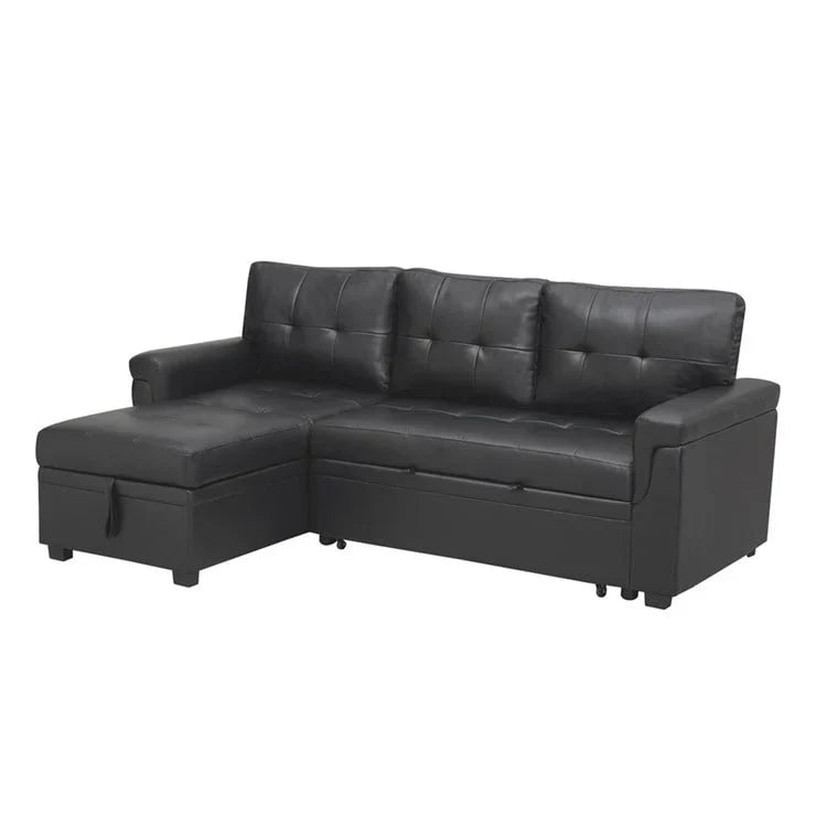 Convertible Reversible Sectional Sofa with Pull-Out Sleeper Bed, Hidden Storage Chaise, and Durable Legs