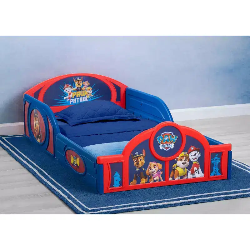 Παιδικό κρεβάτι από πλαστικό Delta Children Sleep and Play με ενσωματωμένα κάγκελα προστασίας - PAW Patrol