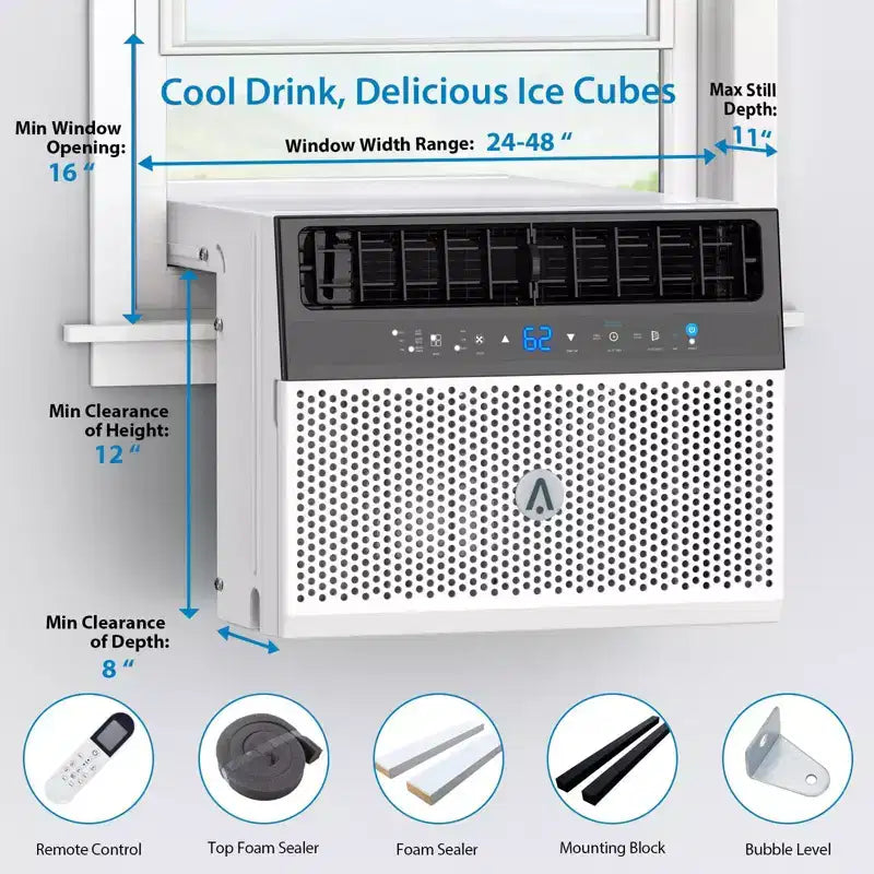 Έξυπνο κλιματιστικό παραθύρου Acekool 6.000 BTU, Wi-Fi AC δωματίου με τηλεχειριστήριο, αθόρυβη ψύξη για χώρους έως 23 τ.μ.
