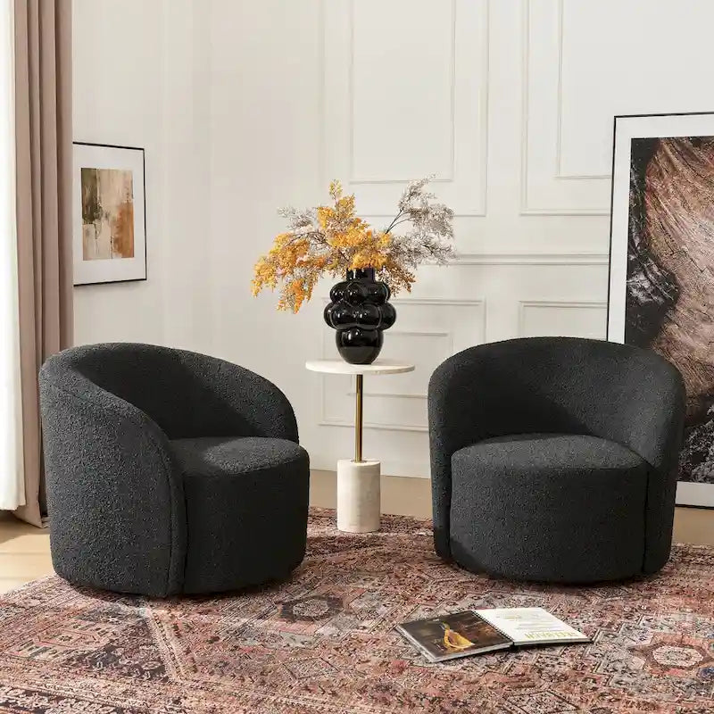 KINWELL Πολυθρόνα Barrel με περιστρεφόμενη βάση, 34" (Σετ των 2)