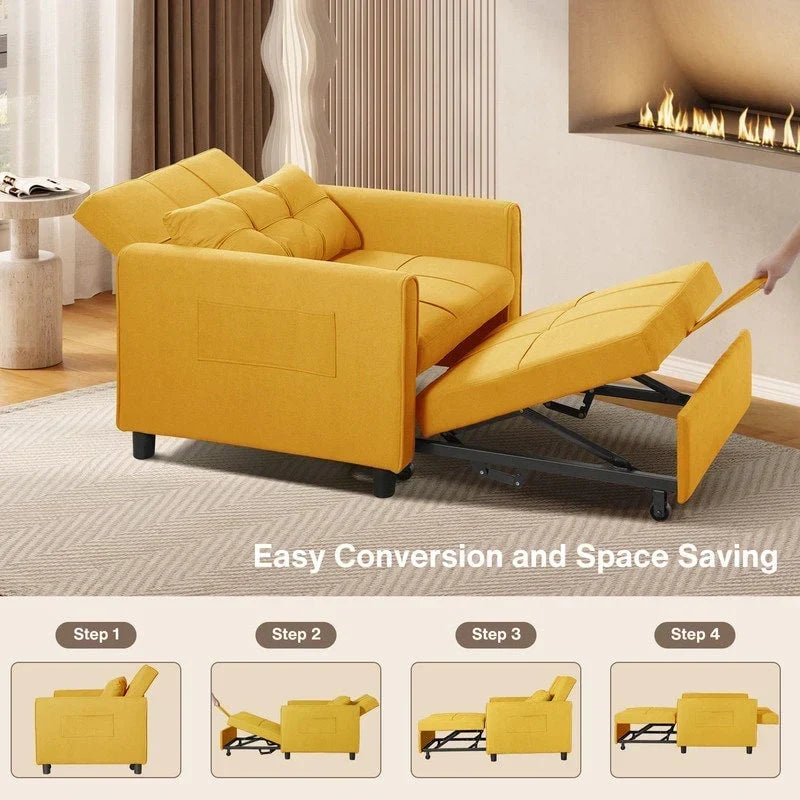 3-in-1 Adjustable Sleeper Sofa Bed, Pull Out Chair Sofa, Convertible Folding Bed for Living Room