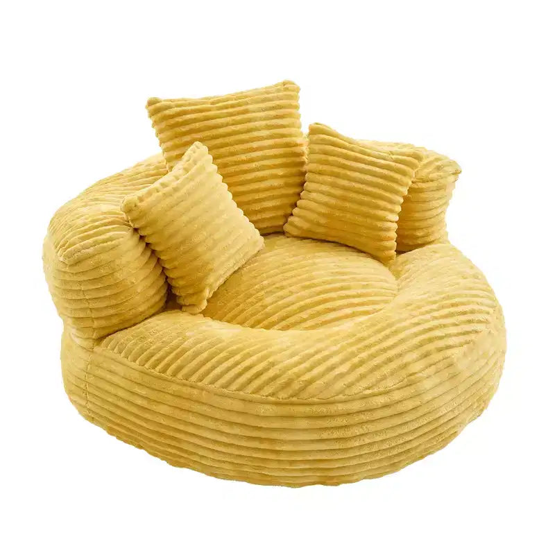 Καναπές Bean Bag για ενήλικες και παιδιά, υπερμεγέθης πολυθρόνα πουφ από κοτλέ ύφασμα με 3 μαξιλάρια και μπράτσα για το σαλόνι και την κρεβατοκάμαρα