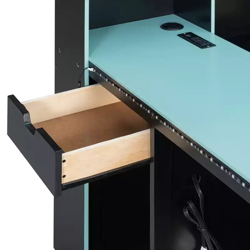 Gamer Hub Daybed με Γραφείο, Φώτα RGB, Σταθμό Φόρτισης, Συρτάρια Αποθήκευσης & Κεφαλάρι-Βιβλιοθήκη