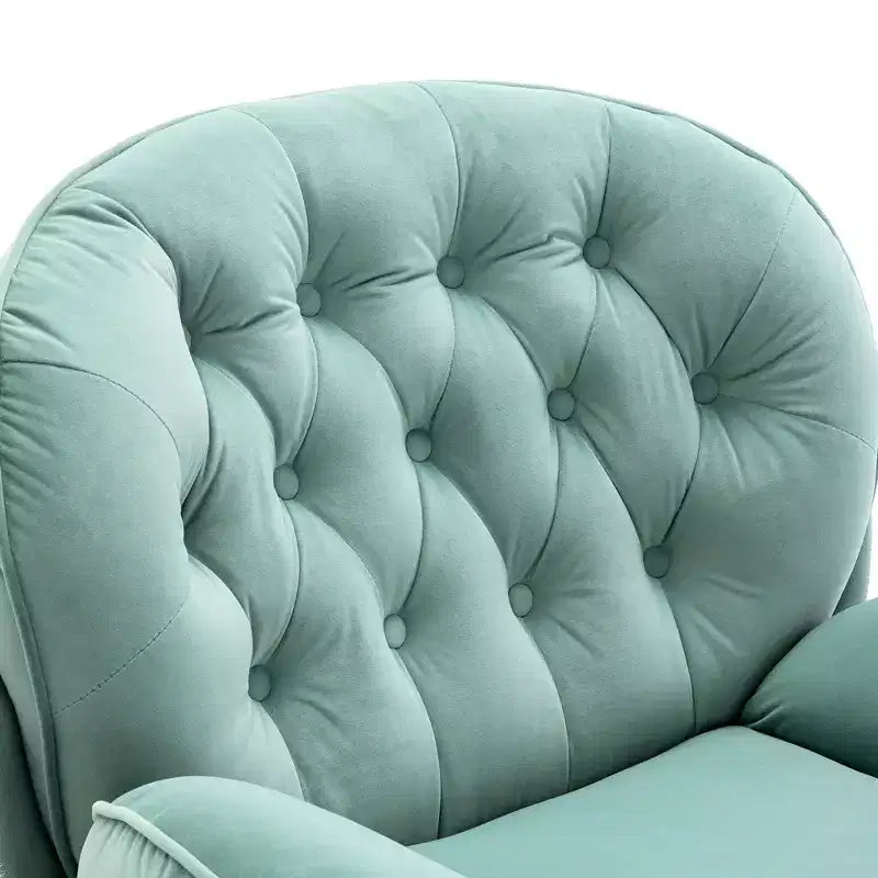 Πολυθρόνα Velvet Accent Okak με υποπόδιο, μοντέρνα πολυθρόνα σαλονιού χωρίς μπράτσα σε στυλ Mid-Century, μαλακή και άνετη πολυθρόνα για παρακολούθηση τηλεόρασης, gaming