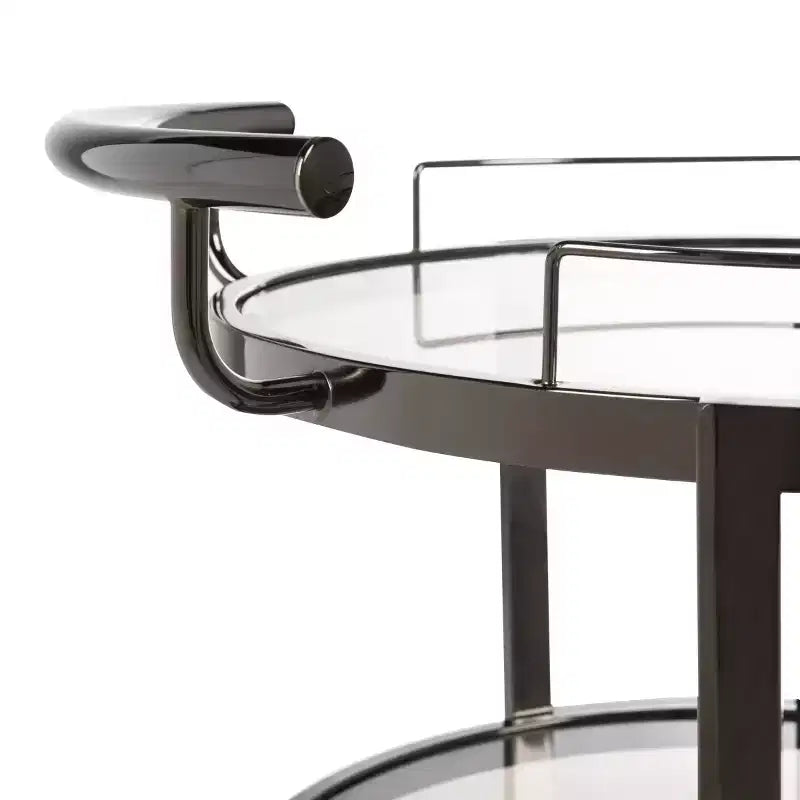 3-Tier Round Bar Cart, Modern Rolling Serving Cart for Living Room or Kitchen