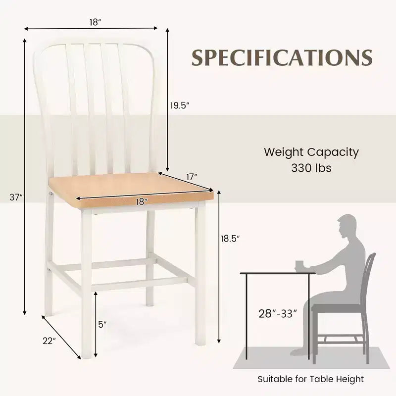 High Back Dining Chairs Set of 2 with Metal Frame & Footrests, Navy, Kitchen & Dining Room Chairs