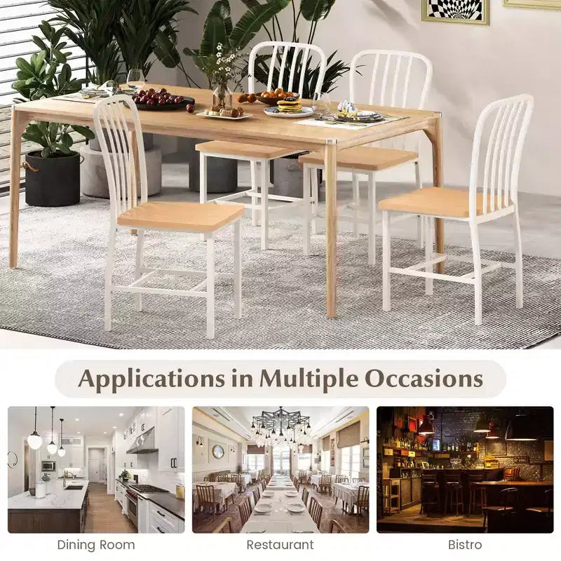 High Back Dining Chairs Set of 2 with Metal Frame & Footrests, Navy, Kitchen & Dining Room Chairs