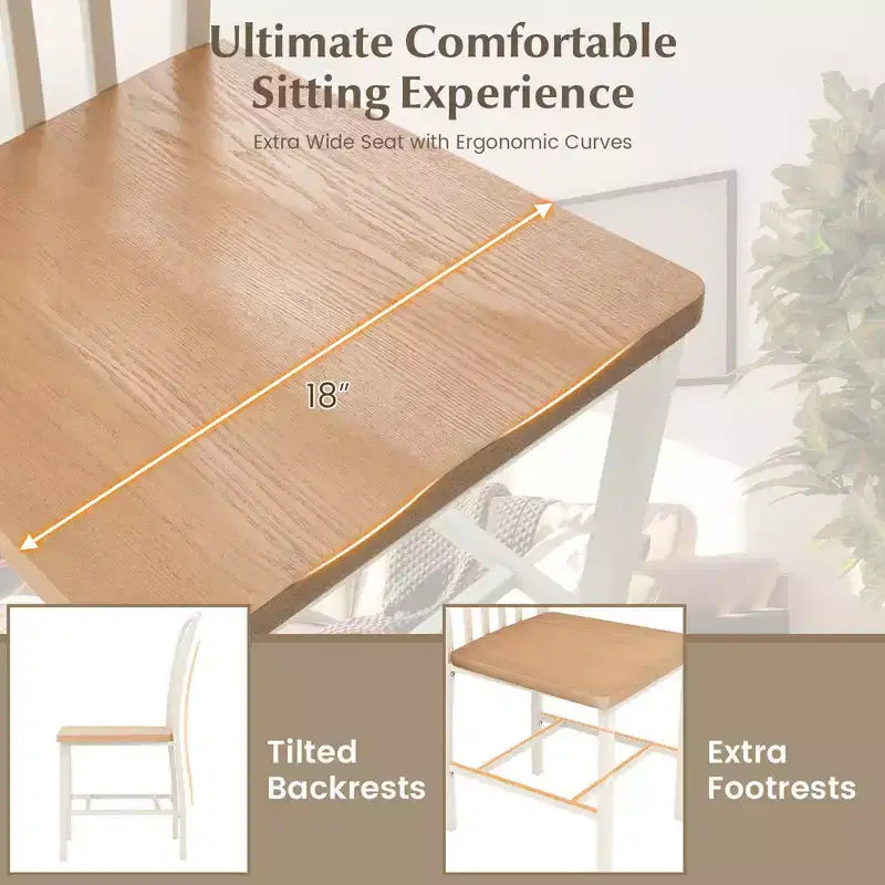 High Back Dining Chairs Set of 2 with Metal Frame & Footrests, Navy, Kitchen & Dining Room Chairs
