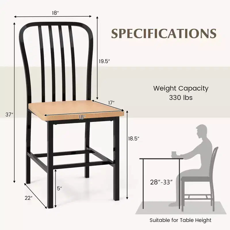 High Back Dining Chairs Set of 2 with Metal Frame & Footrests, Navy, Kitchen & Dining Room Chairs