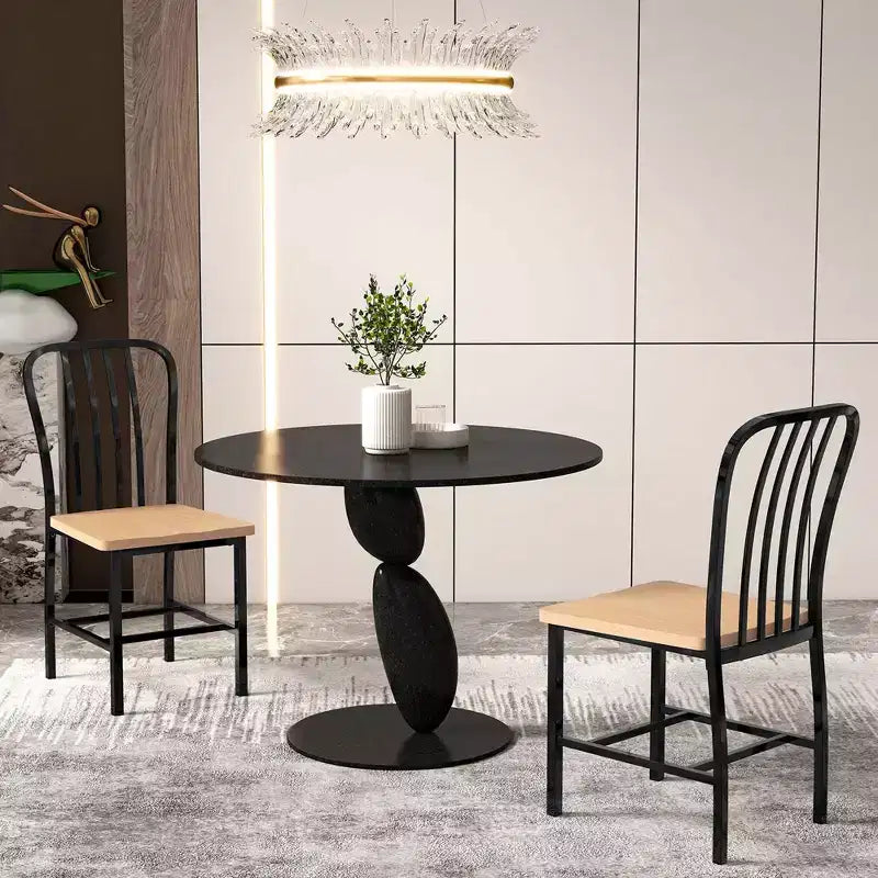 High Back Dining Chairs Set of 2 with Metal Frame & Footrests, Navy, Kitchen & Dining Room Chairs