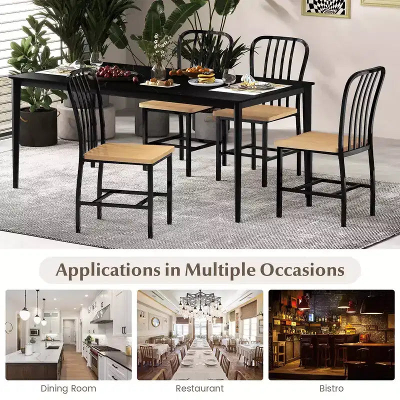 High Back Dining Chairs Set of 2 with Metal Frame & Footrests, Navy, Kitchen & Dining Room Chairs