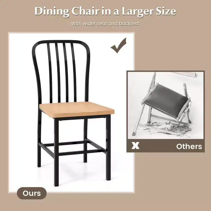 High Back Dining Chairs Set of 2 with Metal Frame & Footrests, Navy, Kitchen & Dining Room Chairs
