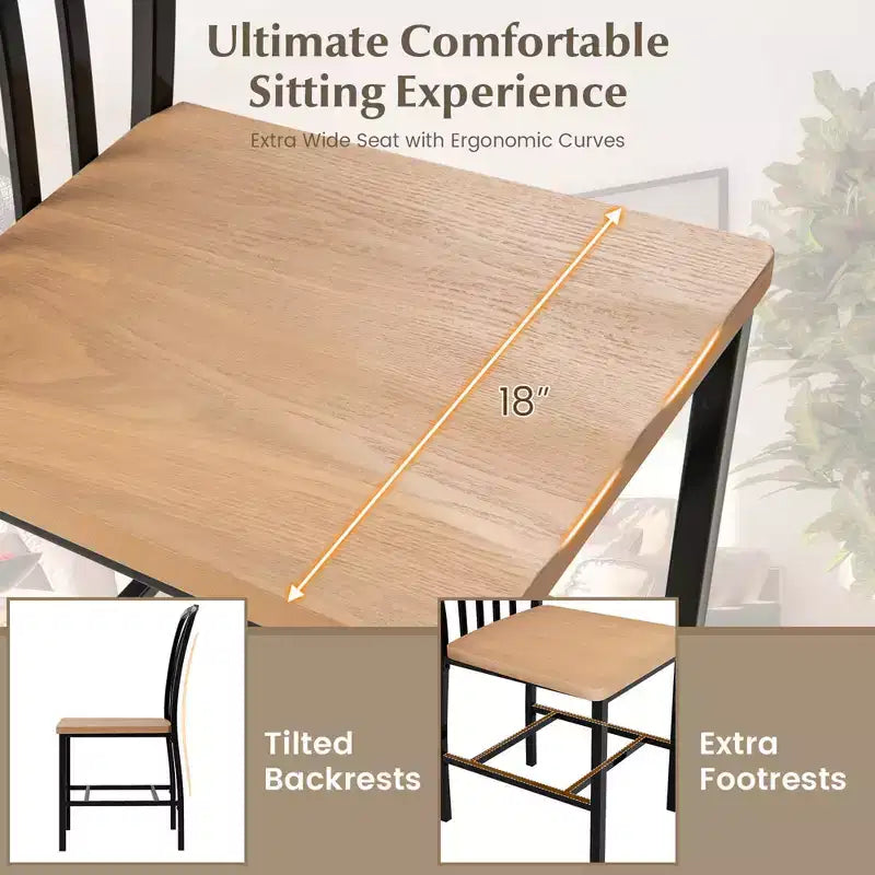 High Back Dining Chairs Set of 2 with Metal Frame & Footrests, Navy, Kitchen & Dining Room Chairs
