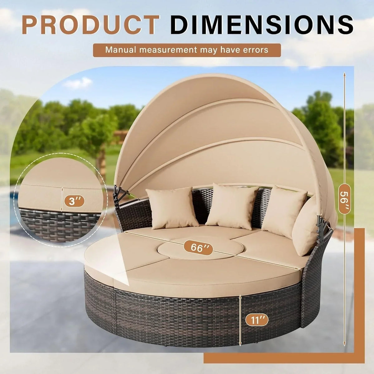 Nuon 4-Piece/5Piece Outdoor Patio Conversation Set Wicker Daybed Set with Canopy by Havenside Home
