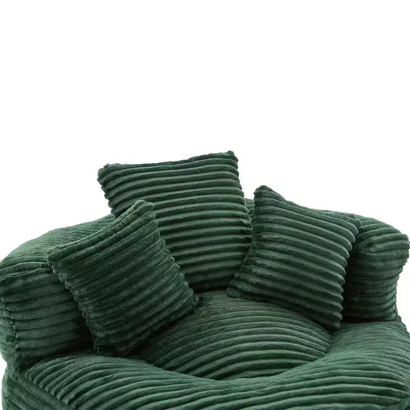 Καναπές Bean Bag για ενήλικες και παιδιά, υπερμεγέθης πολυθρόνα πουφ από κοτλέ ύφασμα με 3 μαξιλάρια και μπράτσα για το σαλόνι και την κρεβατοκάμαρα