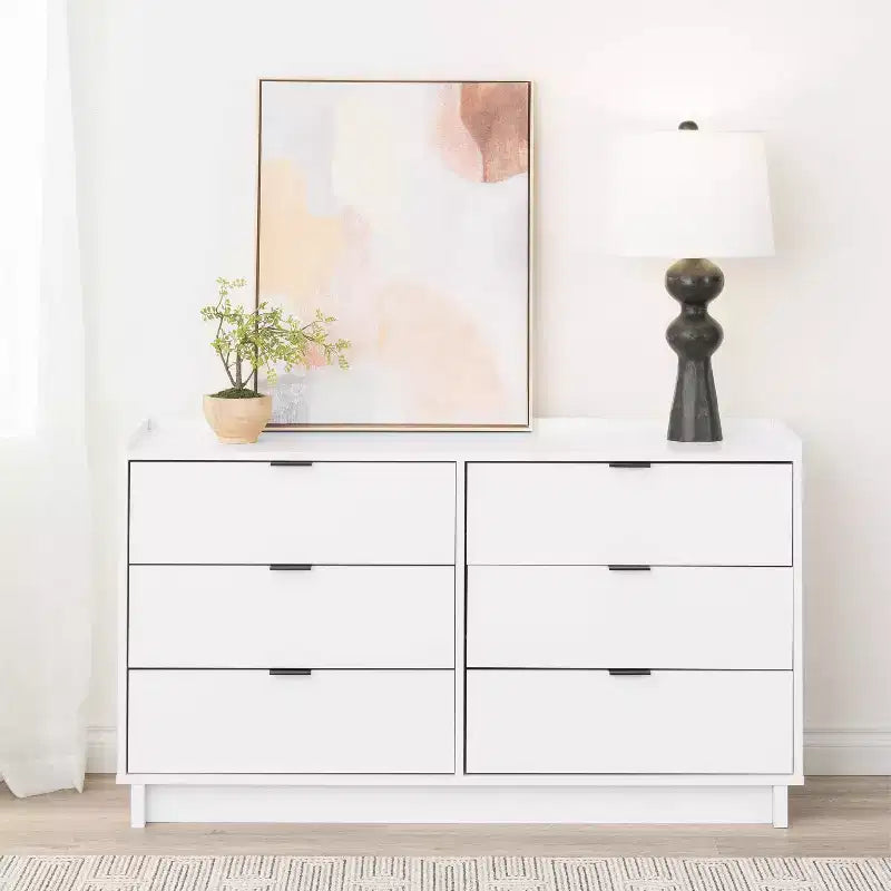 52.5-Inch Wide Modern 6-Drawer Dresser, Spacious Chest of Drawers for Bedroom