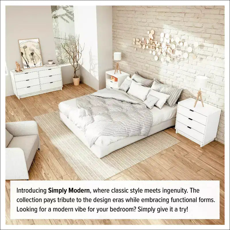 52.5-Inch Wide Modern 6-Drawer Dresser, Spacious Chest of Drawers for Bedroom