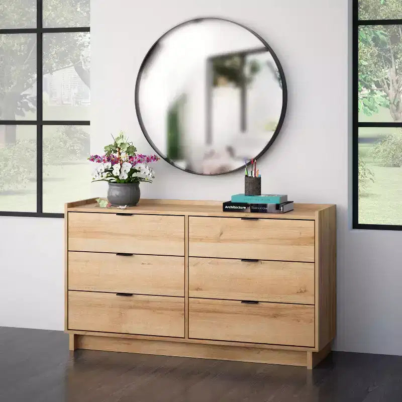 52.5-Inch Wide Modern 6-Drawer Dresser, Spacious Chest of Drawers for Bedroom