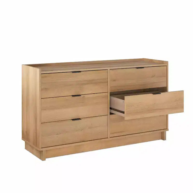 52.5-Inch Wide Modern 6-Drawer Dresser, Spacious Chest of Drawers for Bedroom