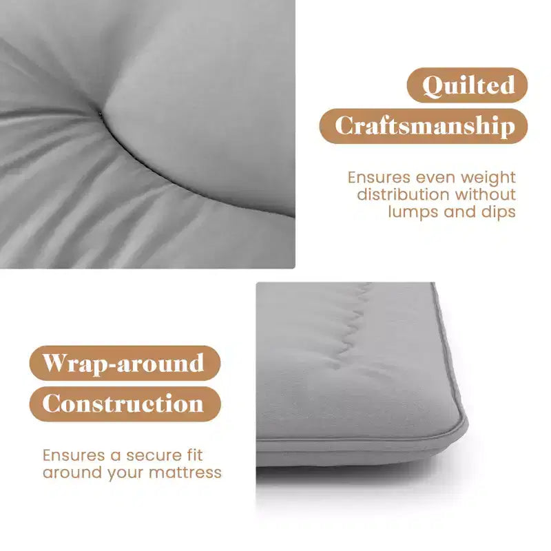 Japanese Floor Futon Mattress with Washable Cover & Carry Bag, Twin/Full/Queen/King, Grey