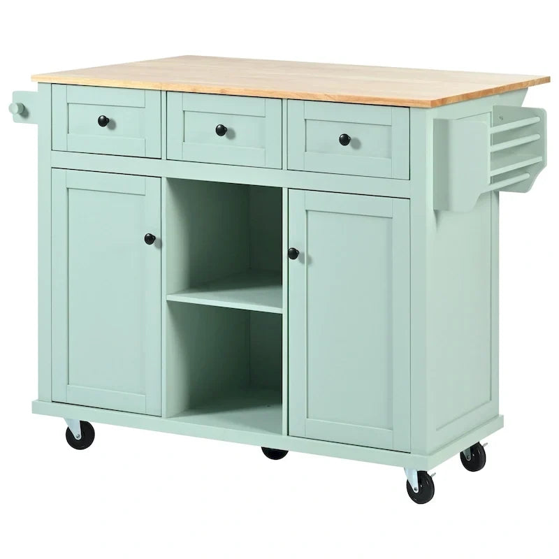 Portable Rolling Kitchen Island Cart with Storage