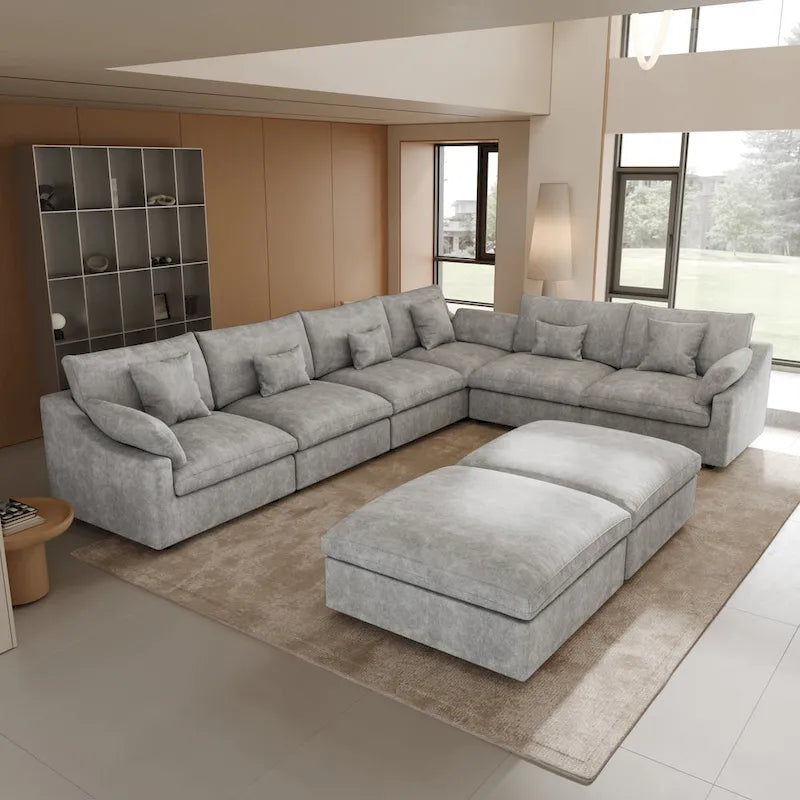 Large Linen Corner Sectional Sofa Couch for Living Room Set