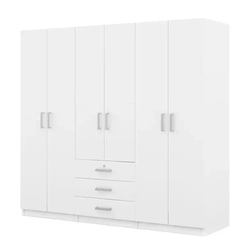 Ξύλινη ντουλάπα 6 φύλλων με συρτάρια για την κρεβατοκάμαρα
