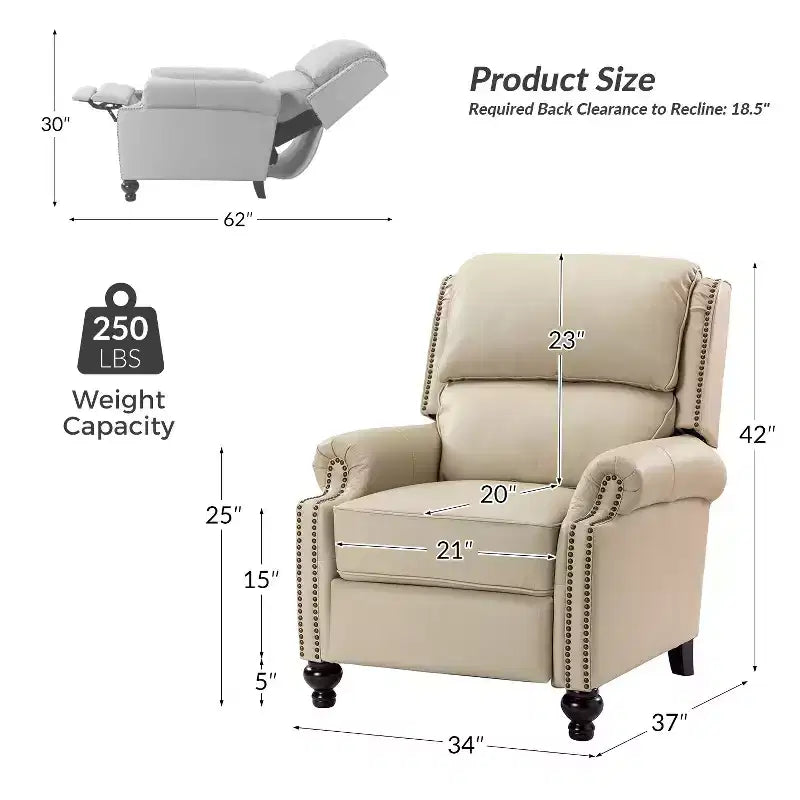 Σετ 2 Πολυθρόνων Elisabete Modern Wingback από Γνήσιο Δέρμα με Ανακλινόμενο Μηχανισμό και Διακοσμητικά Τρουκς για το Σαλόνι και την Κρεβατοκάμαρα| ART OF LIVING DESIGNS